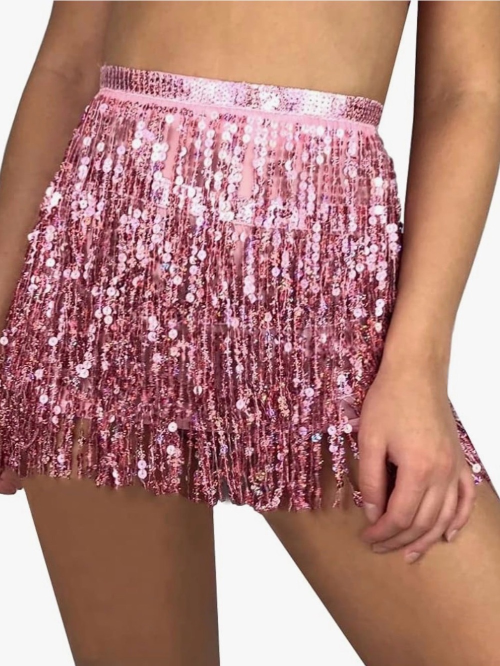 BELLY DANCE 🩷 PINK SEQUIN 🩷 WRAP MINI SKIRT 🌟NWT🌟